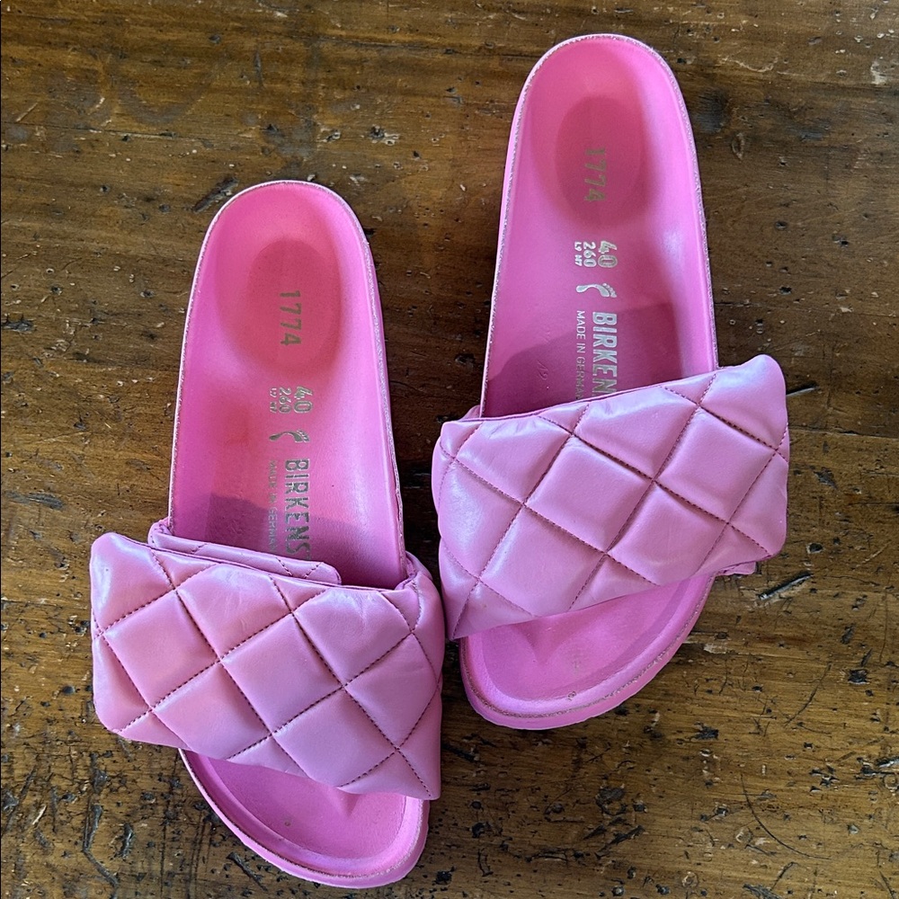 Birkenstock 1774 Barbie Hot Pink Quilted Slide Sandals
